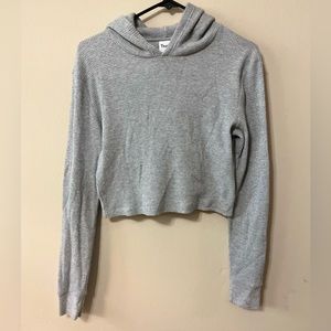 Aritzia TNA Cropped Waffle Knit Hoodie Sz L